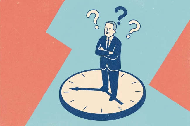 confused man with clock - Sarvarth